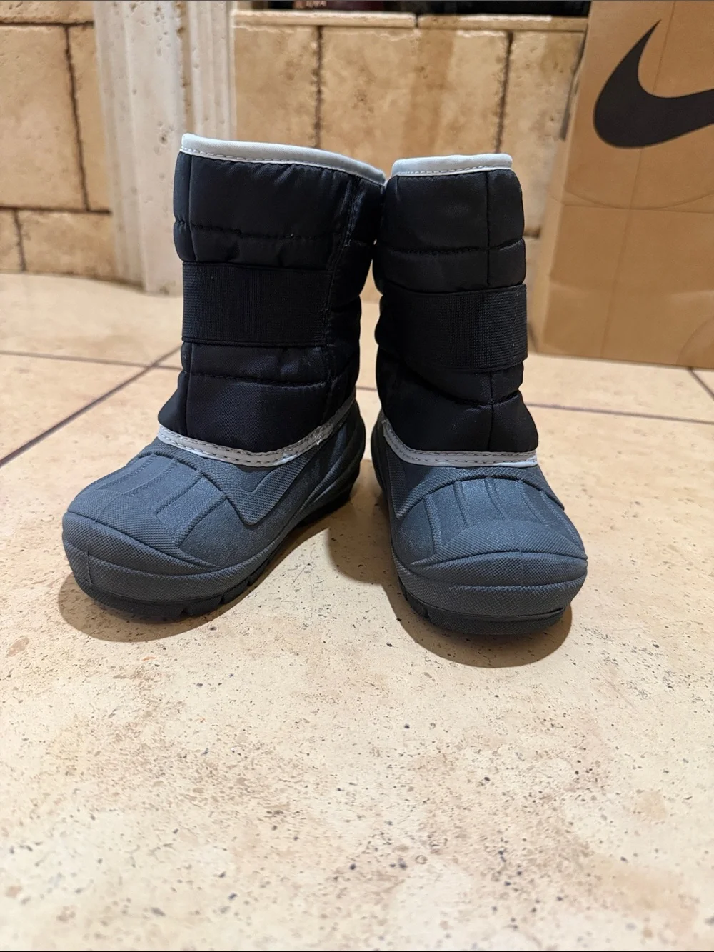 Cat & Jack Kids Black and Gray Waterproof Snow Boots